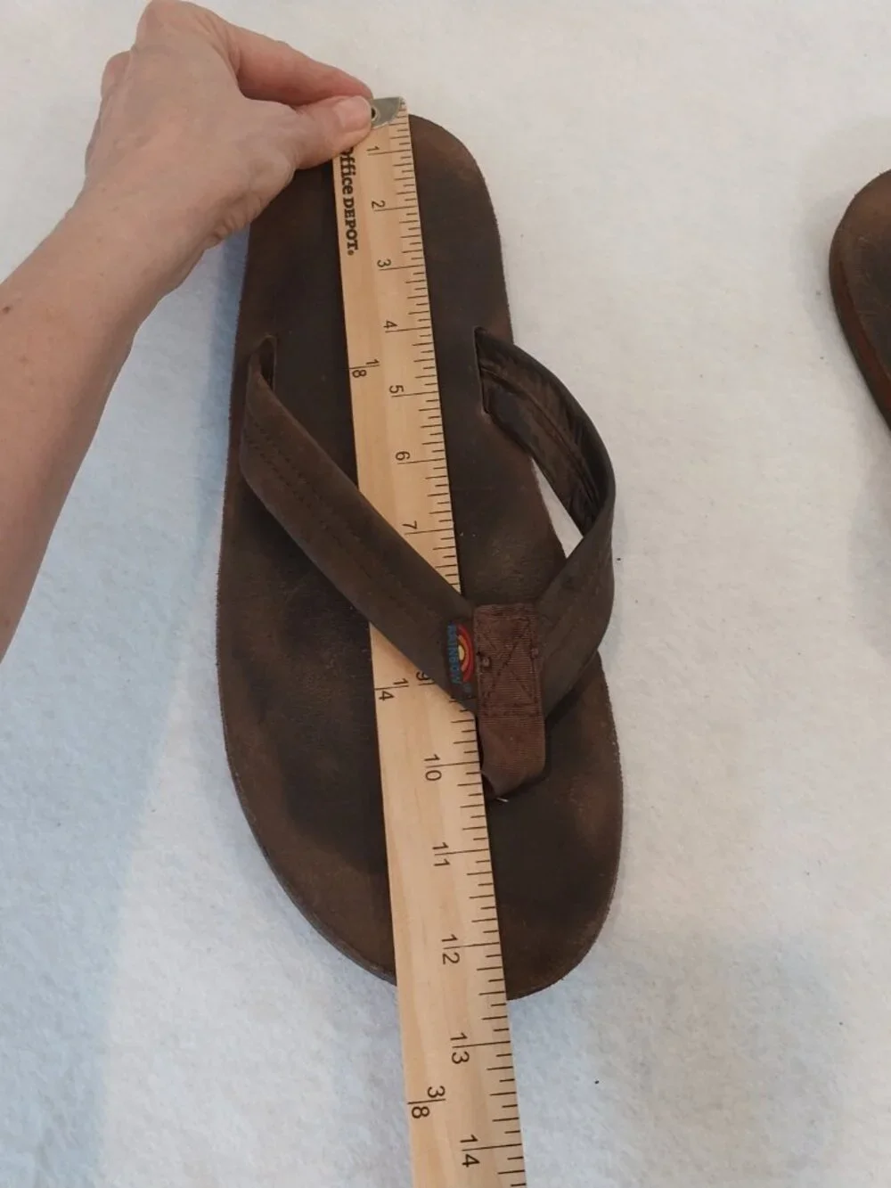 Rainbow Brown Leather Flip Flops Mens 13 Sandals Casual Comfort Slip On Shoes